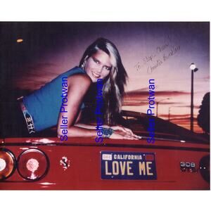 CHRISTIE BRINKLEY Signed 8x10 Red Ferrari Color Photo Autograph Hand Signed